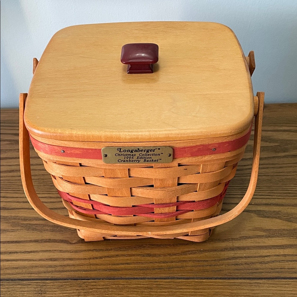 Longaberger 1995 Christmas Collection Cranberry Basket Good Tidings Liner